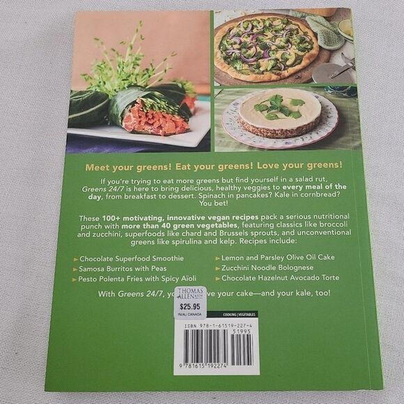 New "Greens 24/7" Vegan Cookbook Paperback - Picture 2 of 4